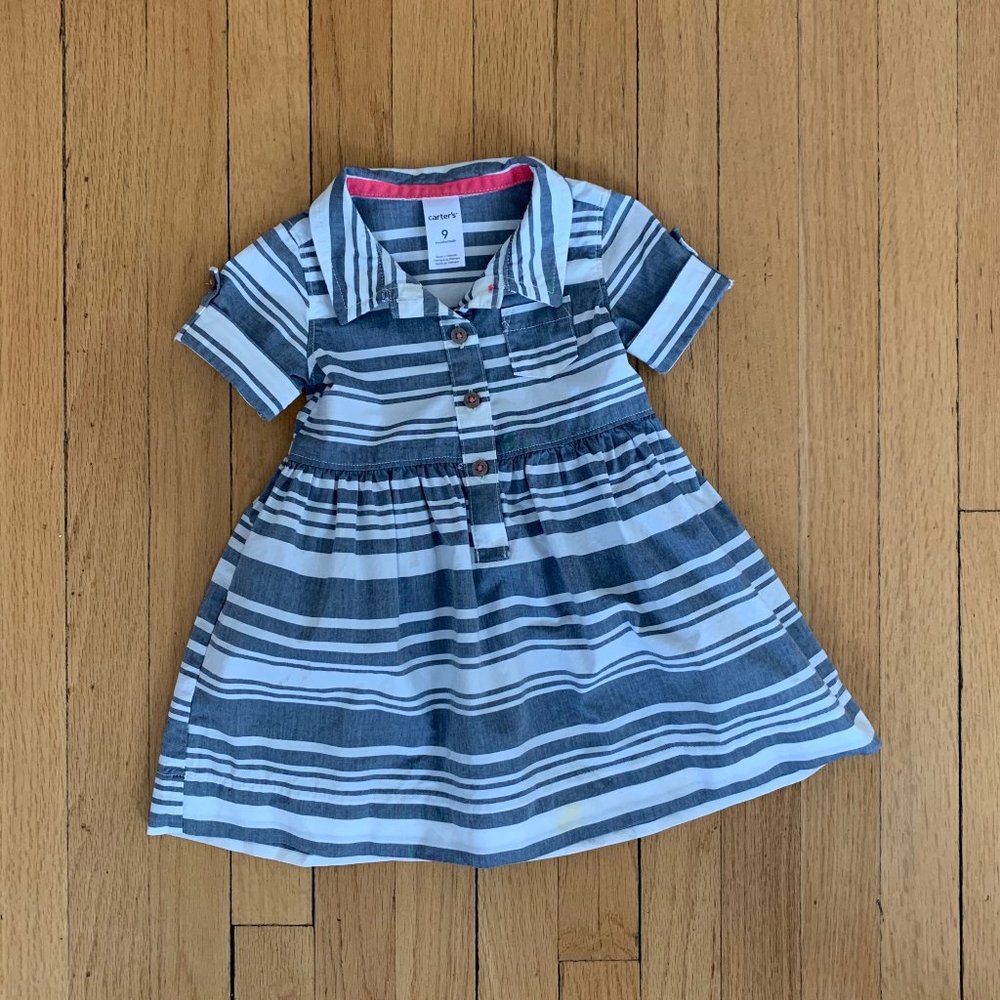 Carter's striped shirtwaist dress for baby sz 9M